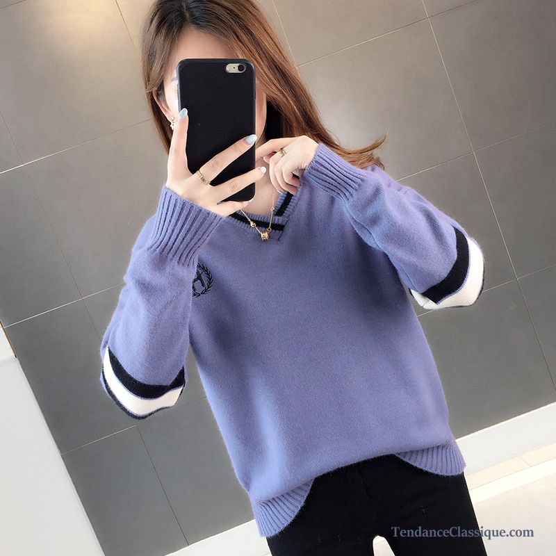 Pull Femme Col Roulé Bleu, Sweat Long Femme Pas Cher