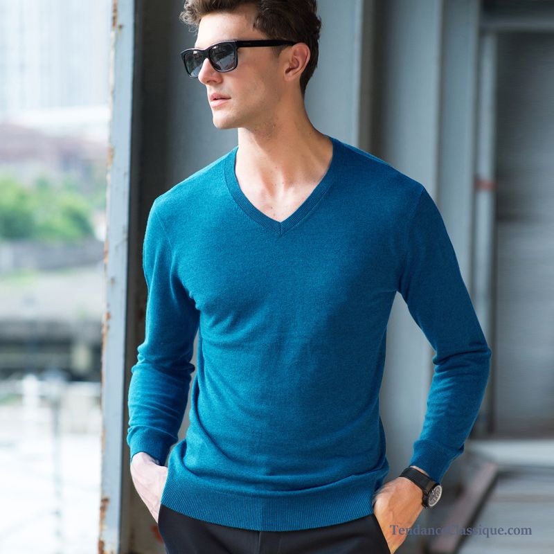 Pull Homme Bleu Marine Brun, Pull En Laine Homme