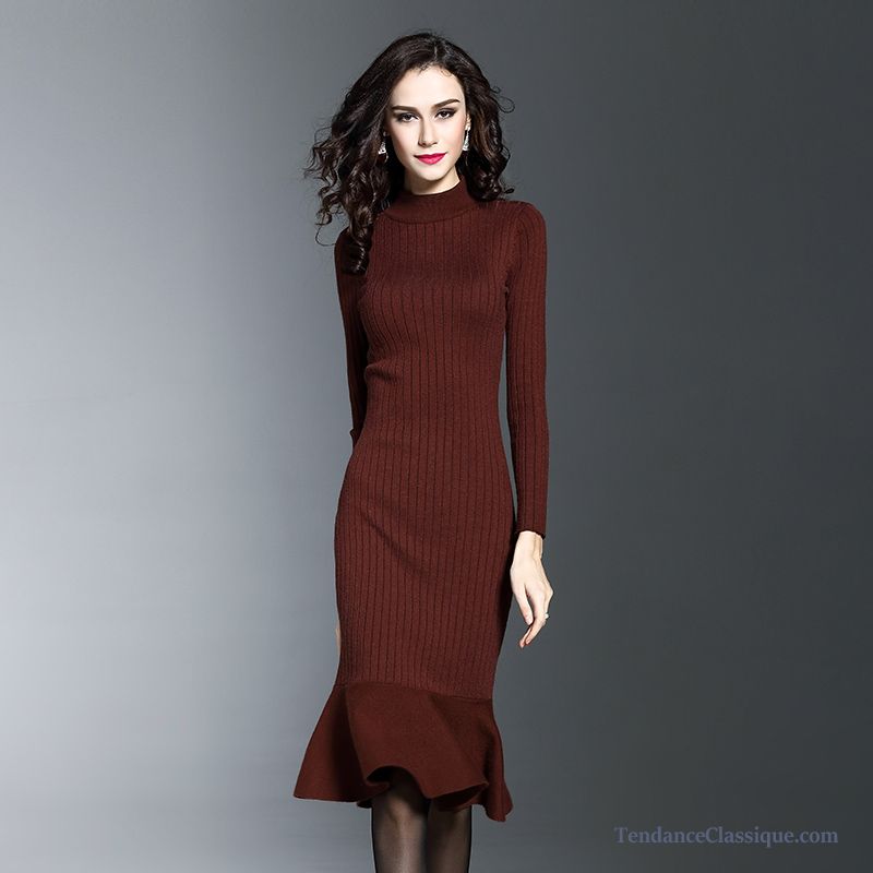 Robe De Soirée Femme Bordeaux, Robe Maille Hiver Pas Cher