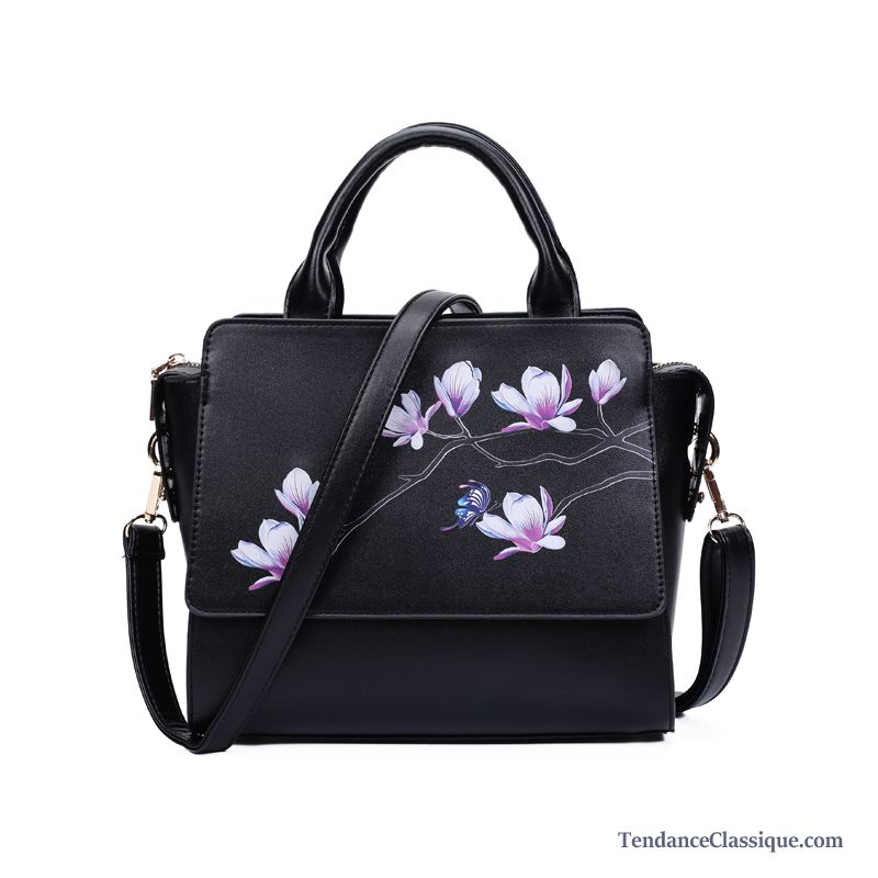 Sac Cartable Bandoulière Femme, Sac Besace Cuir Noir Femme