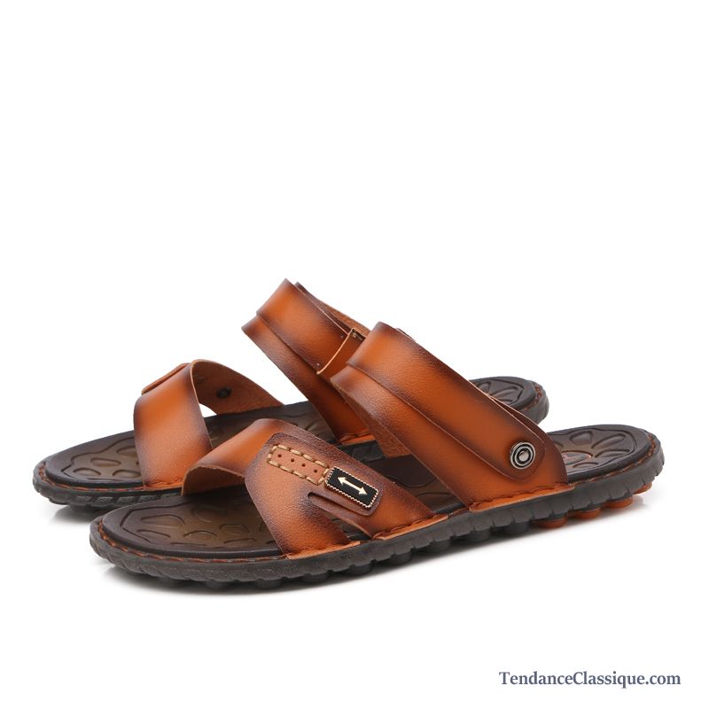 Sandales Compensés Homme, Sandales Cuir Homme Pas Cher