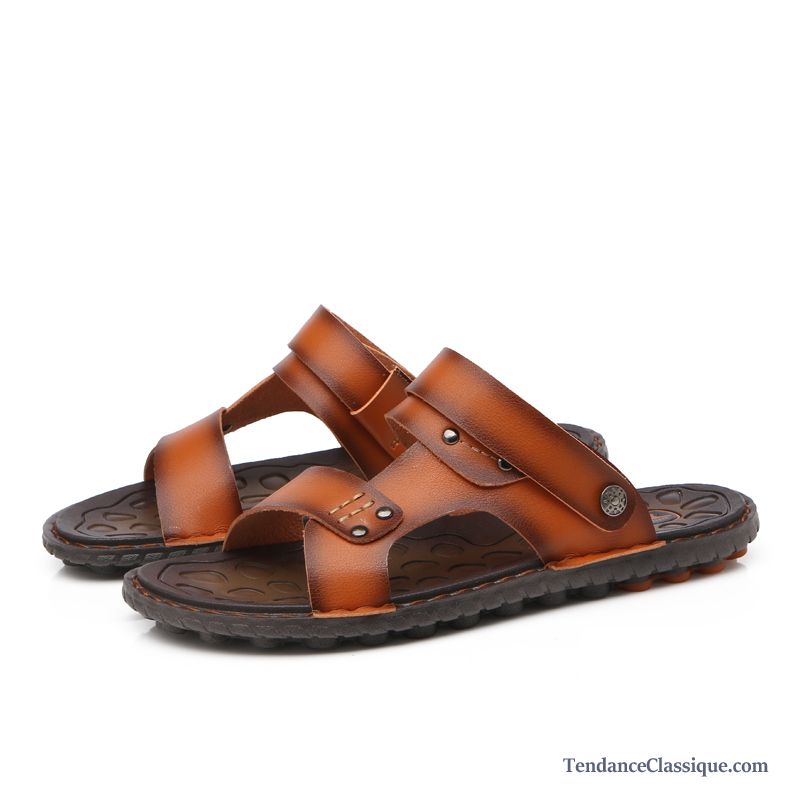 Sandales Compensés Homme, Sandales Cuir Homme Pas Cher