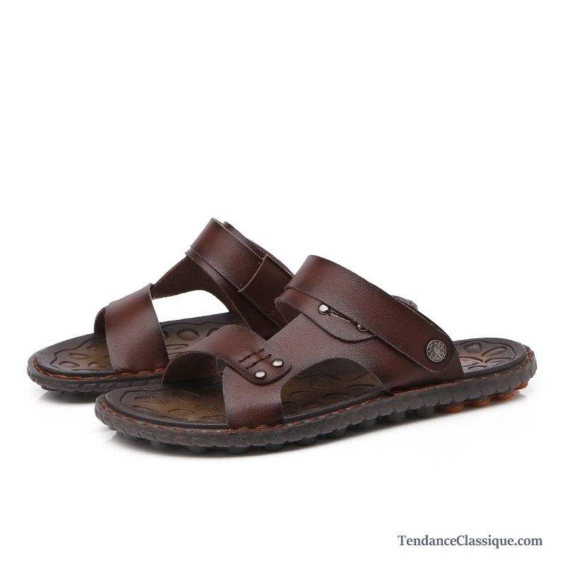 Sandales Compensés Homme, Sandales Cuir Homme Pas Cher