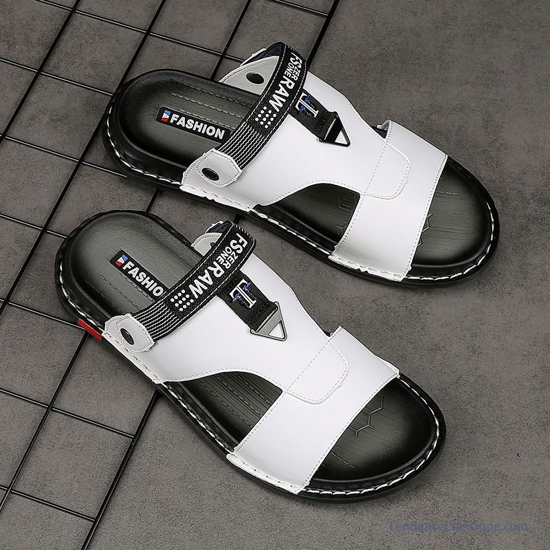 Sandales Noir Et Blanc Homme, Chaussure Style Sandales Pas Cher