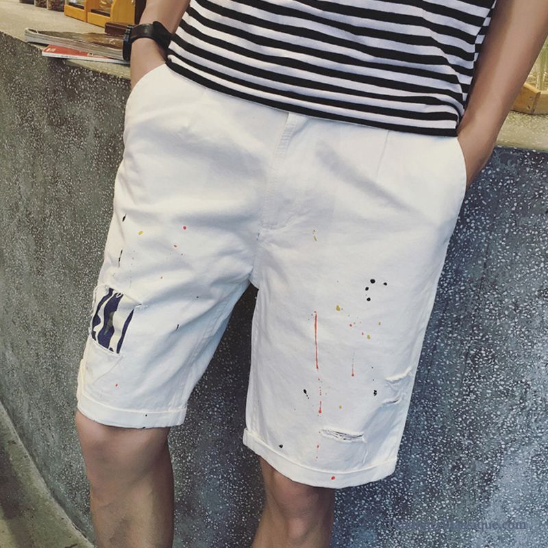 Short En Lin Blanc, Short Pas Cher Pour Homme