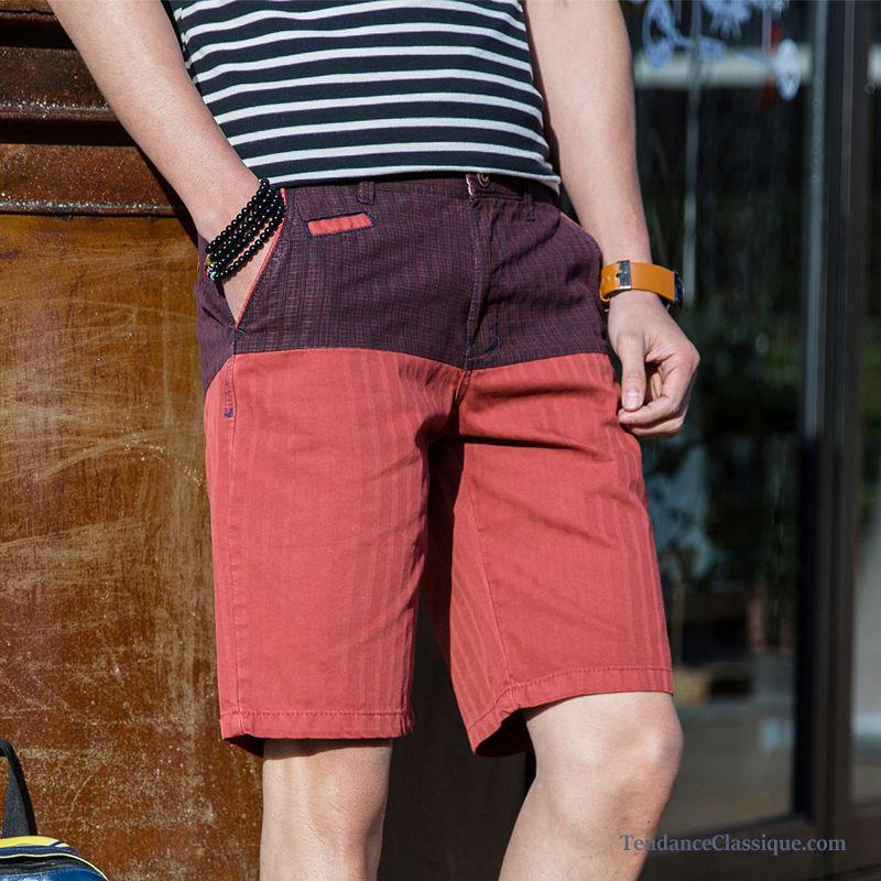 Short Rouge Bordeaux Homme, Short Homme En Lin