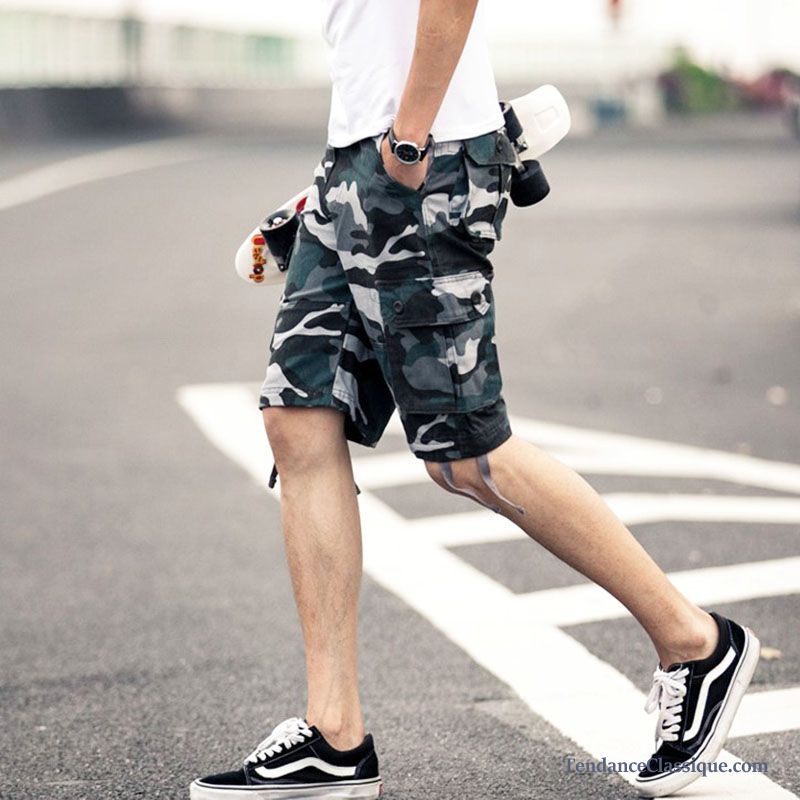 Short Slim Beige Homme, Short Camouflage Homme