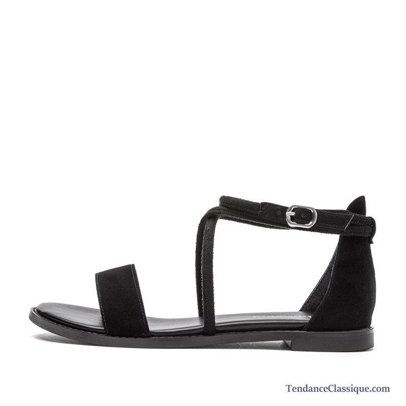 Soldes Sandales Pour Femme, Sandales Cuir Noir Femme