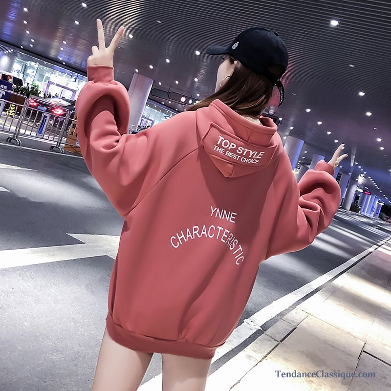 Sweat à Capuche Longline Femme Avec Imprimé Drapeau Canadien Et Coeurs
