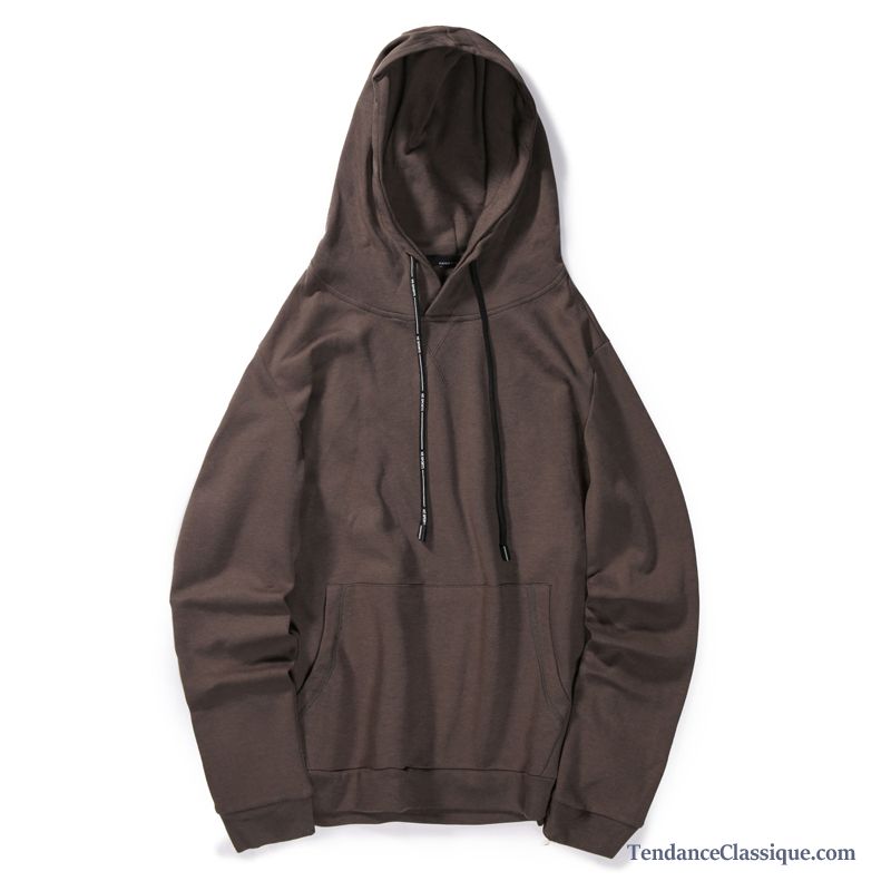 Sweat À Capuche Col Boutonné Homme Marine, Cardigan Homme Marron