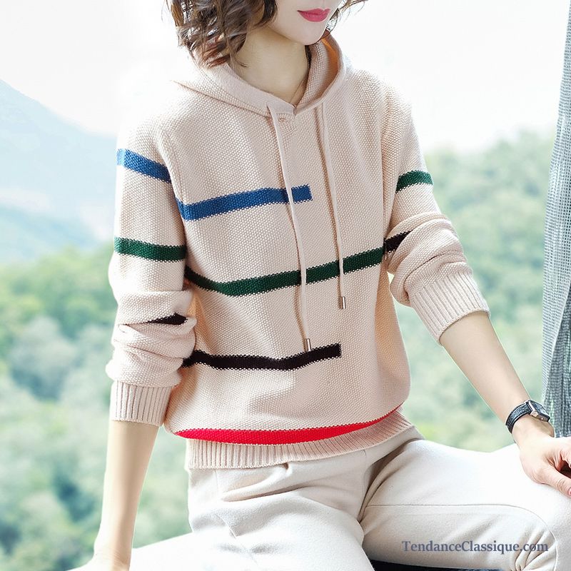 Sweat À Capuche Col Montant Femme Azur, Cardigan Beige Femme