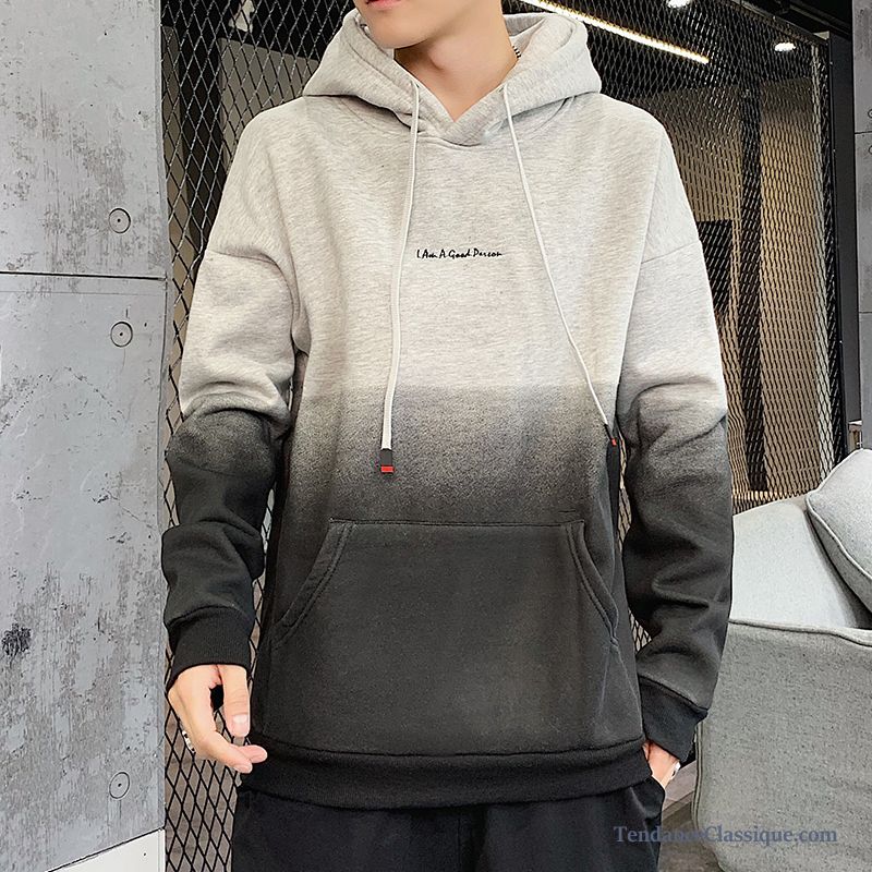 Sweat À Capuche Col Zippé Homme, Sweat À Capuche Homme Gris