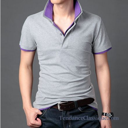 Tee Shirt Col Rond Homme Violet, T Shirt Fashion Homme Pas Cher