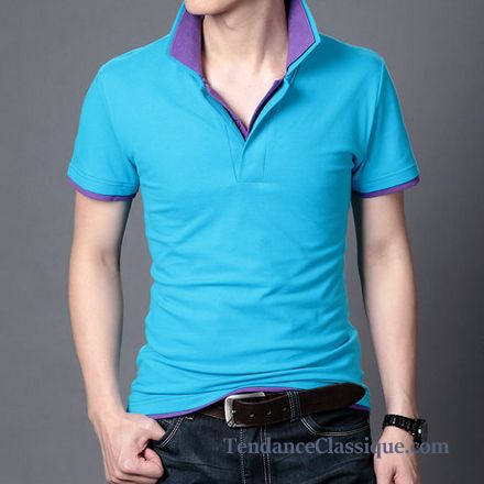 Tee Shirt Col Rond Homme Violet, T Shirt Fashion Homme Pas Cher