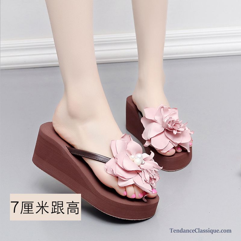 Tongs Été Femme Violet, Chaussures Femme Confort Pas Cher