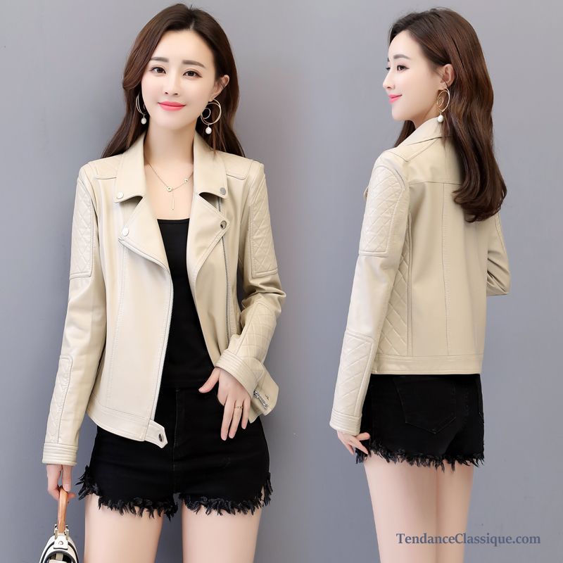 Veste En Cuir Blazer Blanche Femme, Veste En Cuir Courte Matelassée Femme