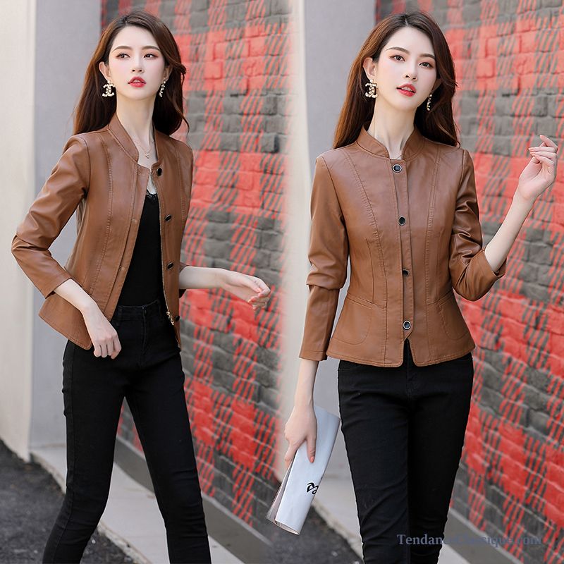 Veste En Cuir Blouson Femme Seagreen, Veste En Cuir Femme En Solde Pas Cher