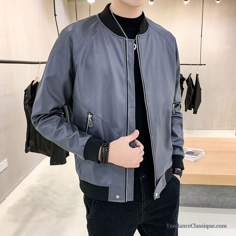 Veste En Cuir Homme Tendance Lavande, Veste En Cuir Homme Cintré Pas Cher