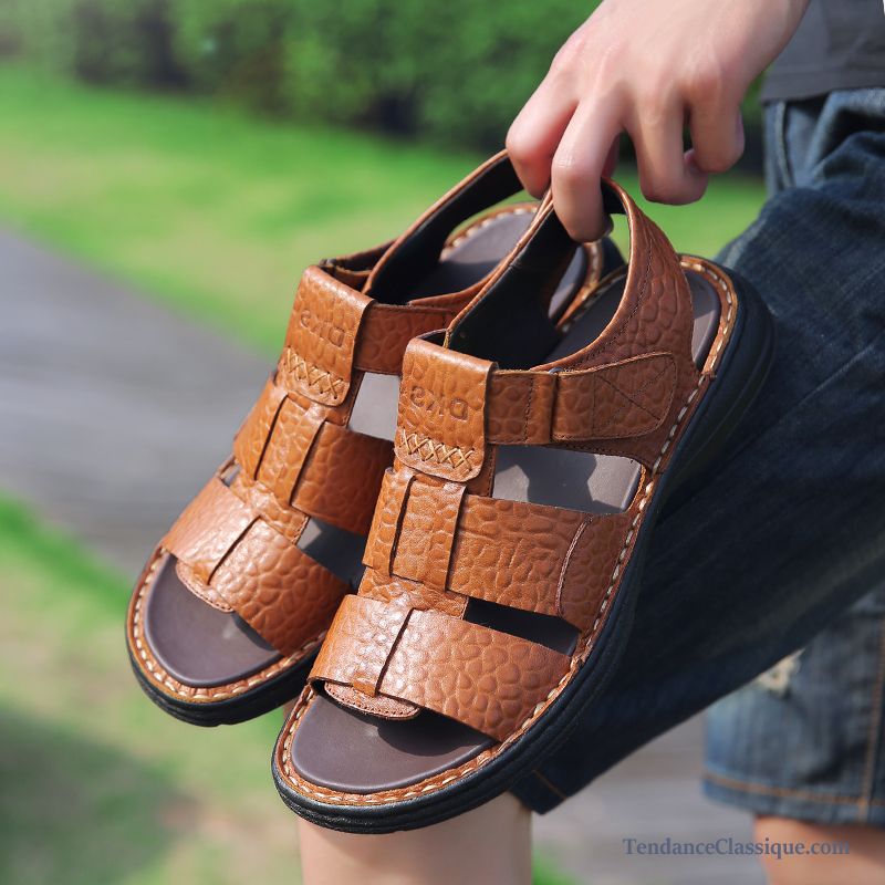 Acheter Sandales Homme Gris, Sandales Loafer Homme Mode Soldes