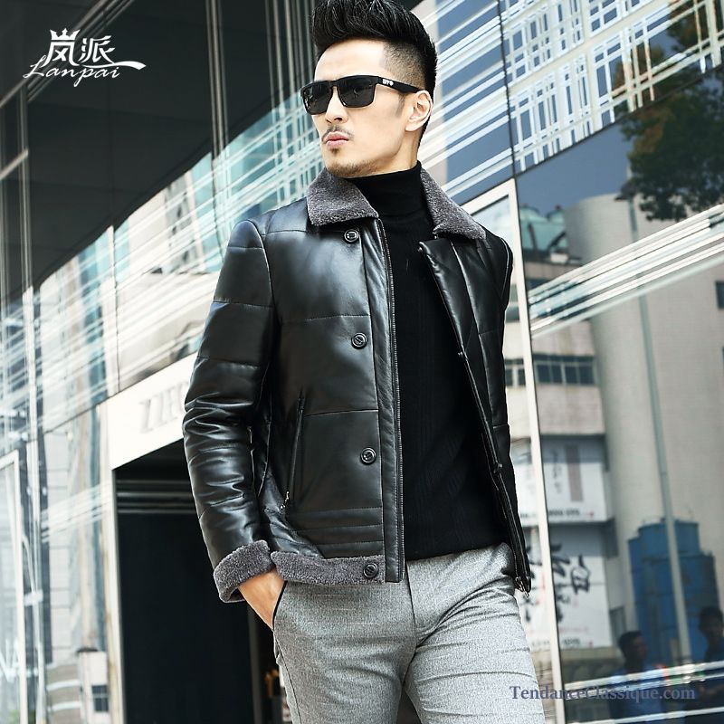 Blouson Cuir Homme Neige, Doudoune Noir Brillante Homme