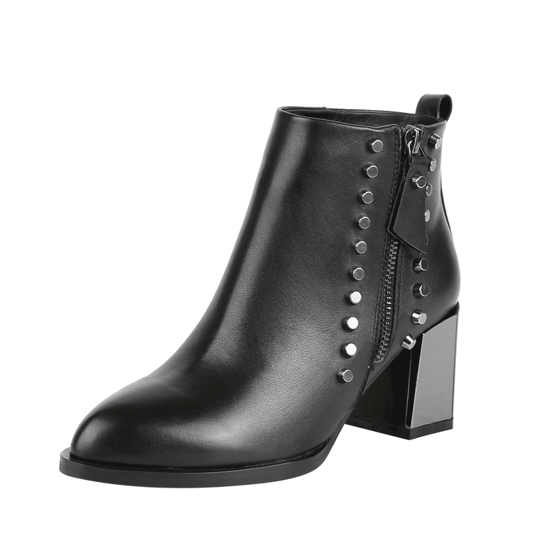 Bottes Cuir Noir Femme Pas Cher Lilas, Achat Botte En Ligne