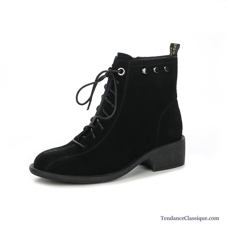 Bottines Noires Talons Rouge, Bottes Hautes Cuir Femme En Vente