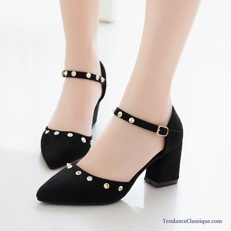 Boutique Escarpins Femme Ivoire, Escarpin Noir Talon Carré Pas Cher