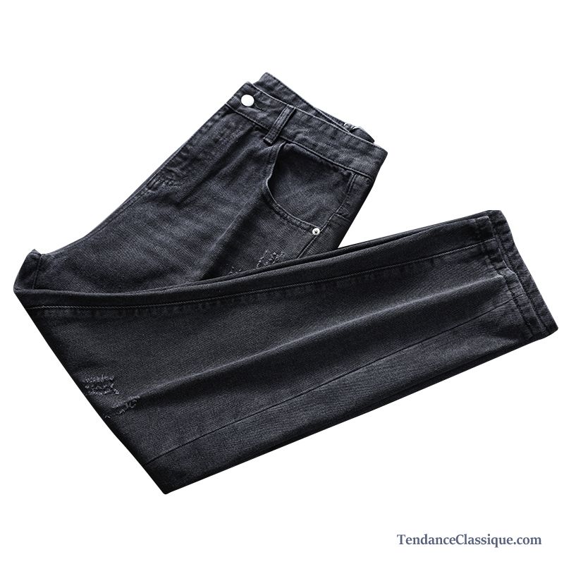 Jean Skinny Homme Noir, Jean Noir Dechiré Homme En Ligne