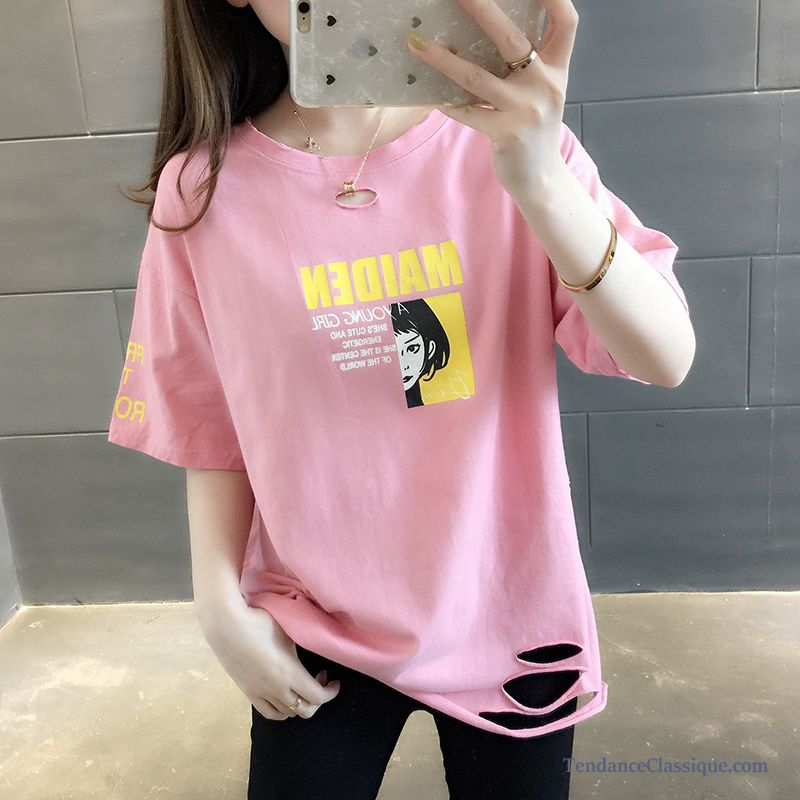 Long T Shirt Femme, T Shirt Rose Fluo Femme