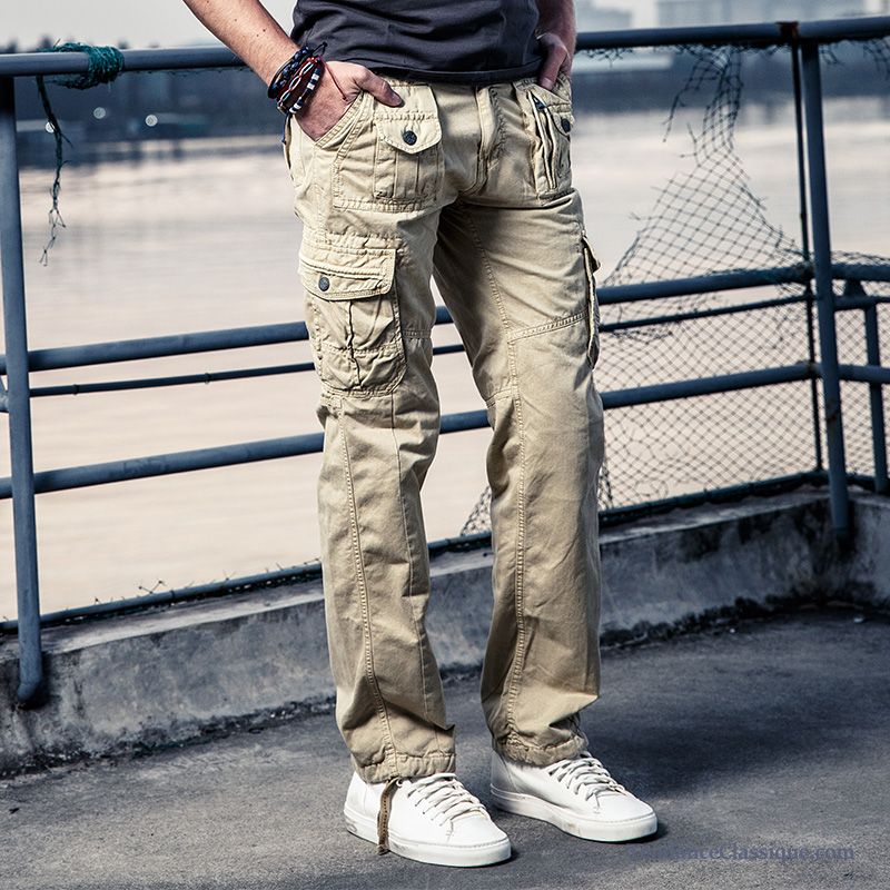 Pantalon Cargo Blanc En Lin Homme Rouge, Vetement Pour Homme Pas Cher