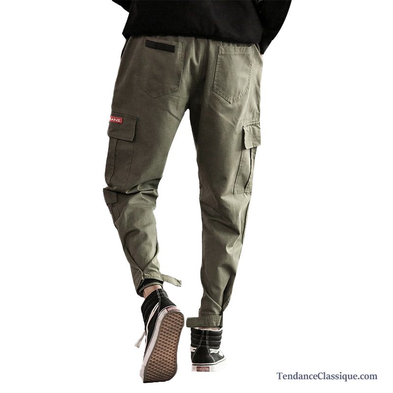 Pantalon Cargo Taille Basse, Vetement En Lin Homme