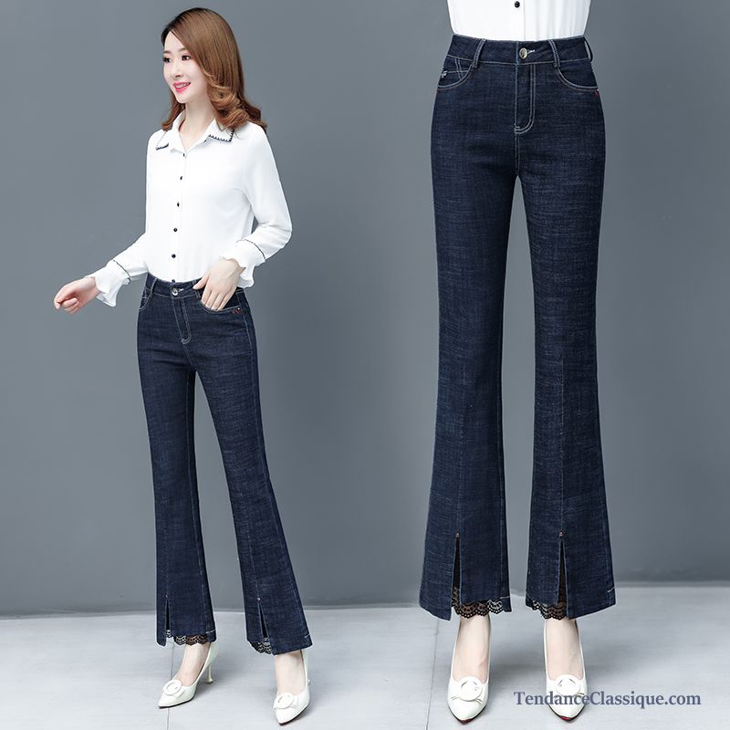 Pantalon Enduit Femme Grande Taille, Jean Taille Haute Bootcut