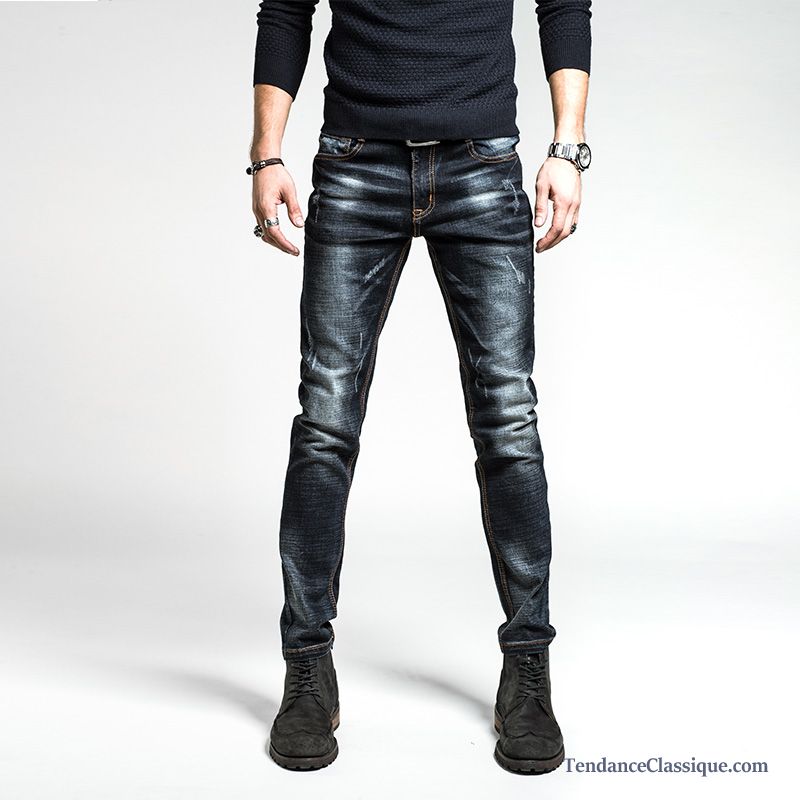 Pantalon Homme Noir Slim, Jean Noir Homme Soldes