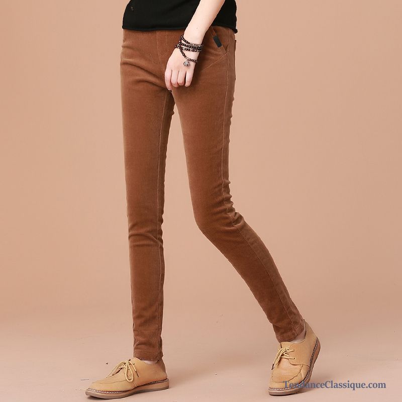 Pantalon Slim Beige Femme, Mode Pantalon Fuseau Femme