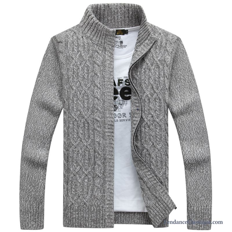 Pull Col Roulé Pas Cher Gris, Cardigan Mode Maille Homme