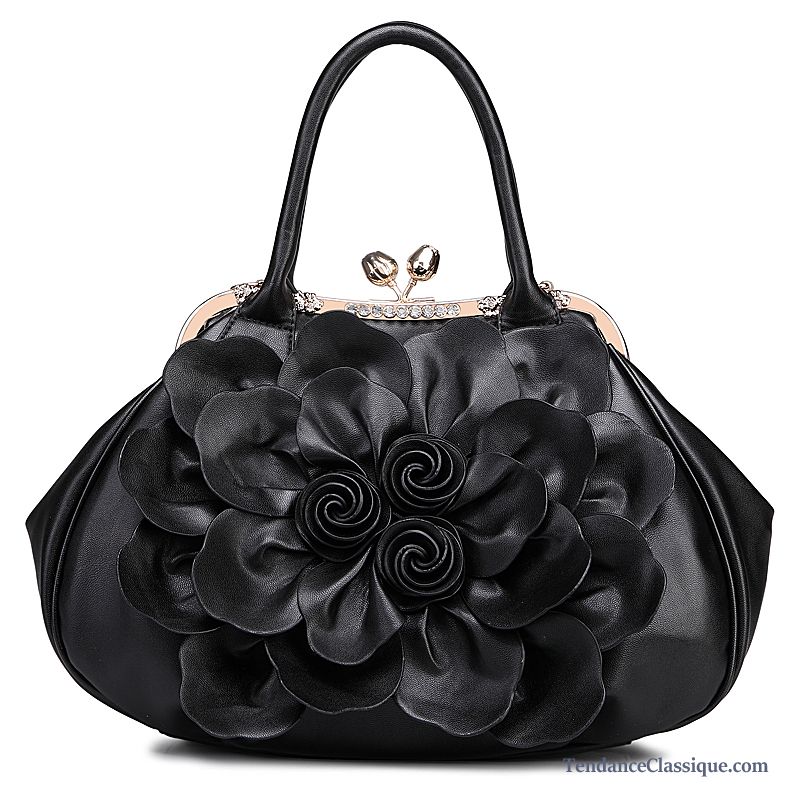 Sac A Main En Cuir Noir, Sac Bandoulière Femme De Marque Soldes