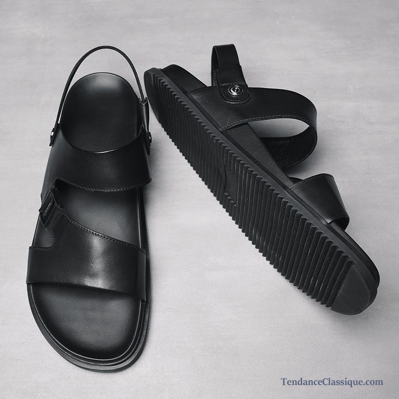 Sandales Classique Homme, Chaussures Sandales En Cuir Pas Cher