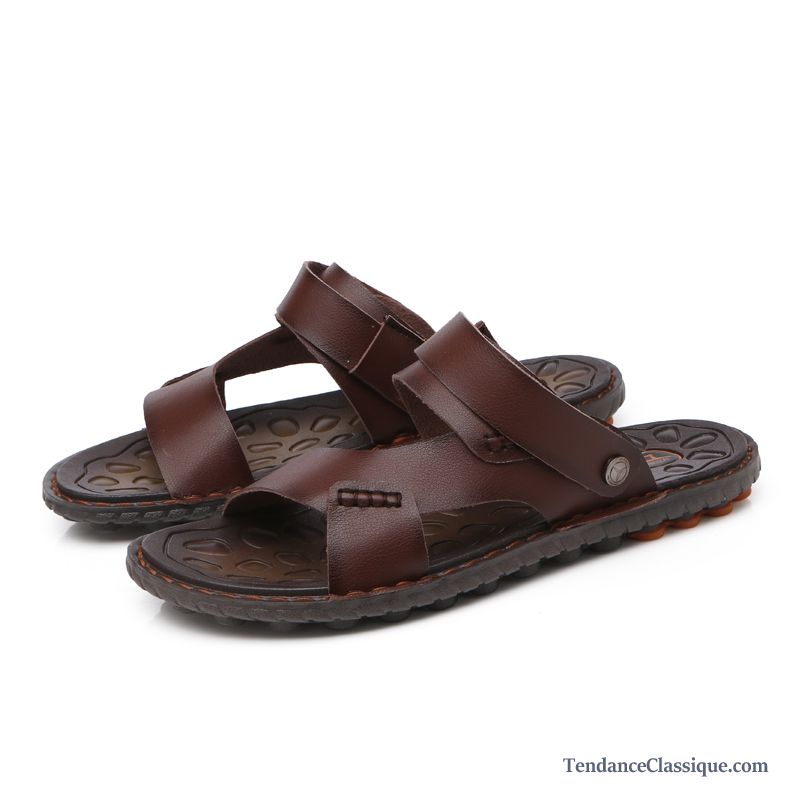 Sandales Compensés Homme, Sandales Cuir Homme Pas Cher