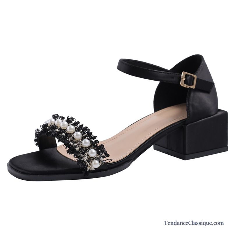 Sandales Femme Cuir Noir Vendre, Sandales Pas Cher Femme