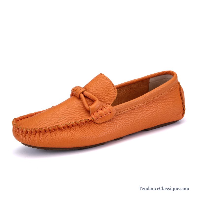 Sandales Homme Cuir Écarlate, Mocassin Petit Talon