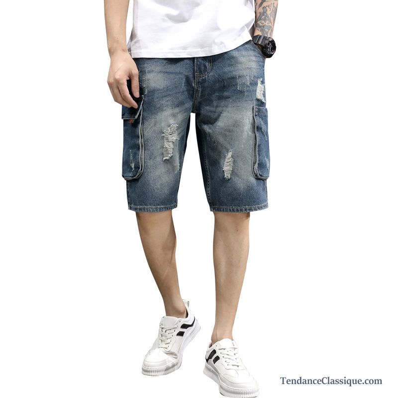 Short Homme De Couleur Azur, Short Lin Blanc Pas Cher