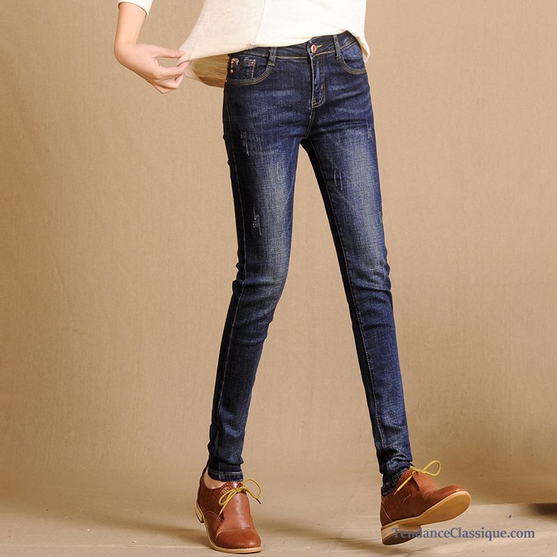 Slim Taille Basse Femme Blé, Jean Femme Blanc