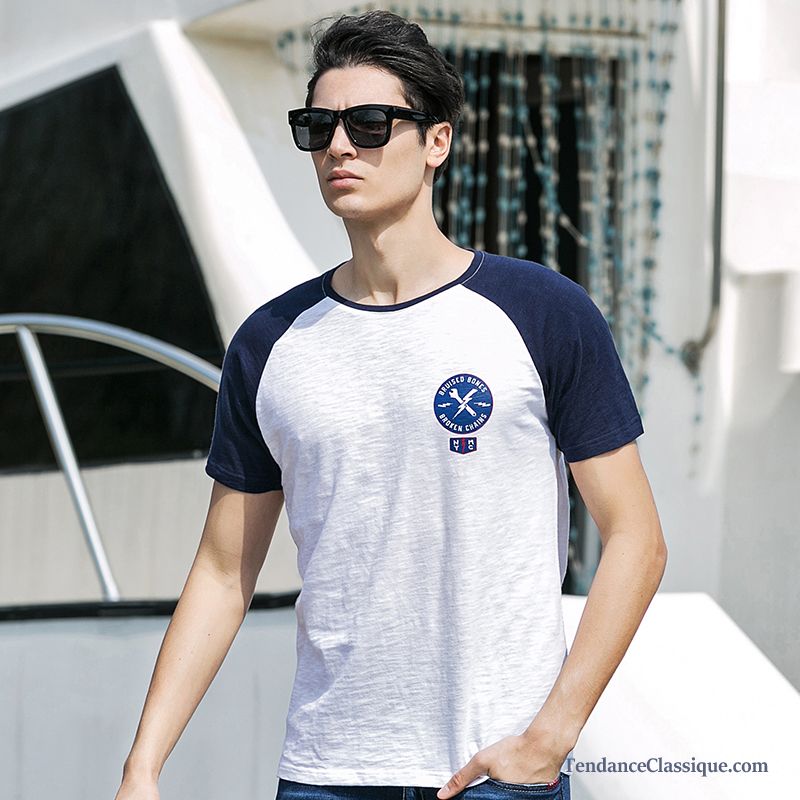 T Shirt Manche Longue Blanc Homme, Debardeur Homme Mode