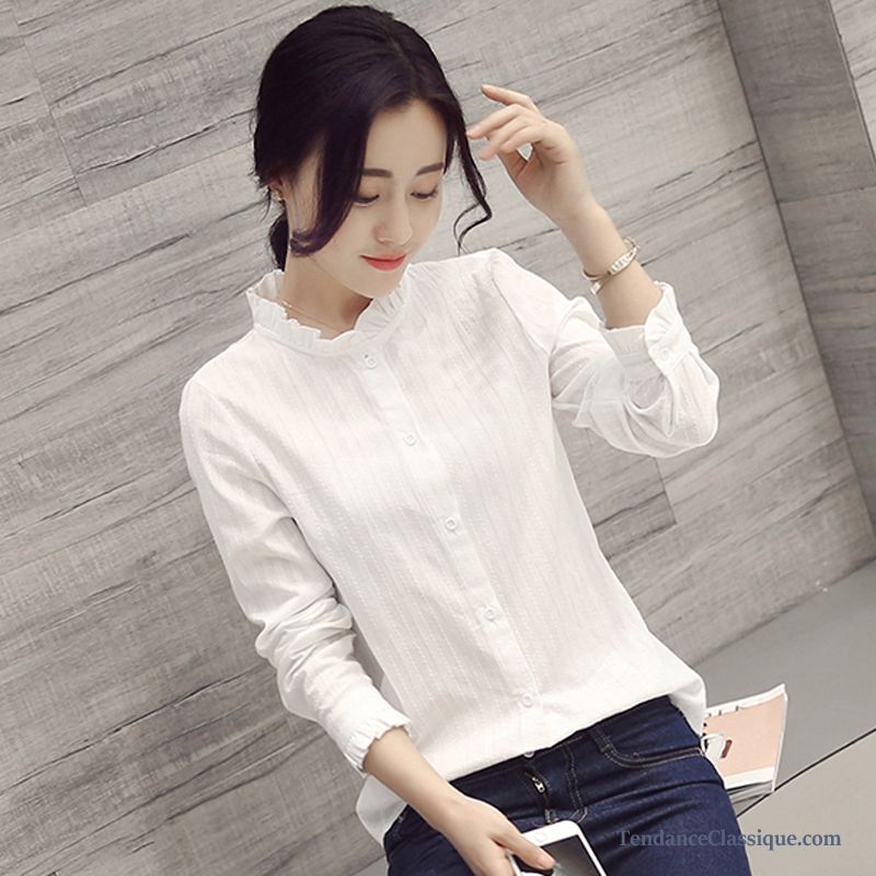 Tunique Blouse Blanche Femme, Chemisier Blanche Cintrée Femme