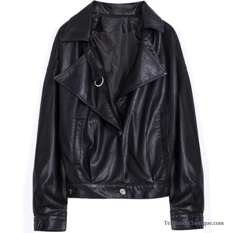 Veste En Cuir En Cuir Noir Femme, Veste En Cuir Femme Simili Cuir Noir