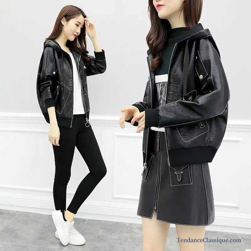 Veste En Cuir Femme Cuir Noir, Veste En Cuir Femme Cuir En Vente