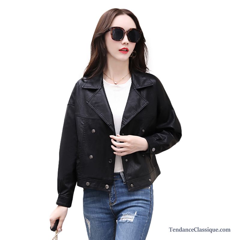 Veste En Cuir Long Noir Femme Or, Veste En Cuir En Jean Courte France